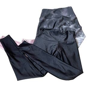 Onzie leggings set of 2 Peloton pink & black stretch Yoga skinny SZ SM